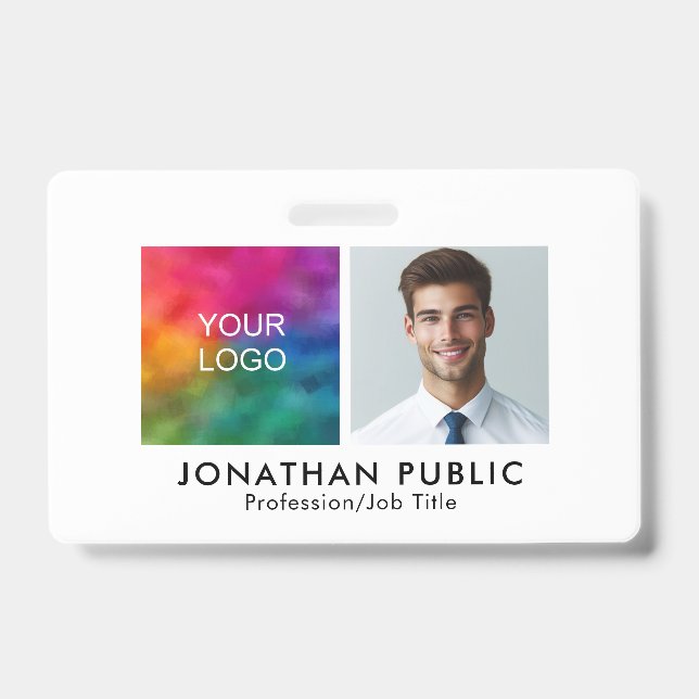 Upload Employee Photo Company Logo Here Template ID Badge (Front)