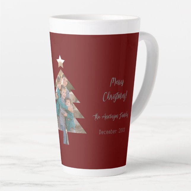 Upload Family Picture into a Christmas Tree Shape Latte Mug (Right Angle)
