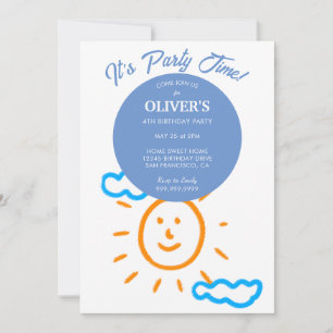 Upload Kids Own Drawing Artwork Boy Birthday Invitation