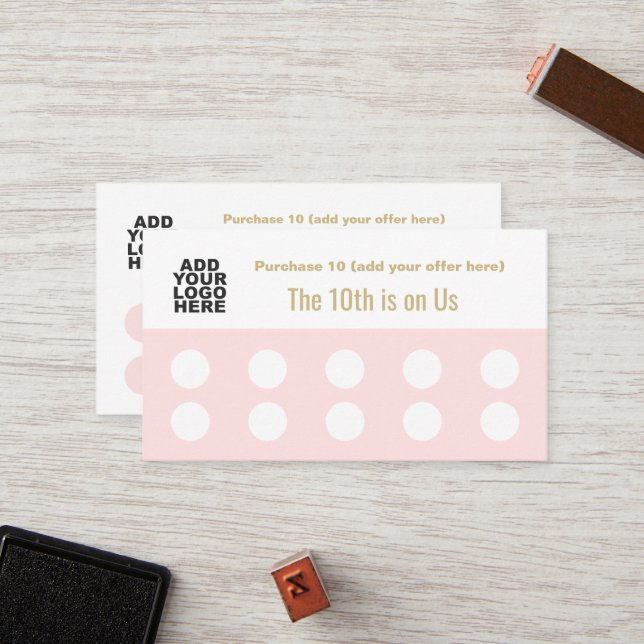 Upload Logo 10 Salon Stamp Punch Customer Loyalty Card (Front/Back In Situ)