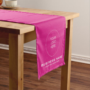 Upload Logo Add Text Pink Solid Colour Template Short Table Runner
