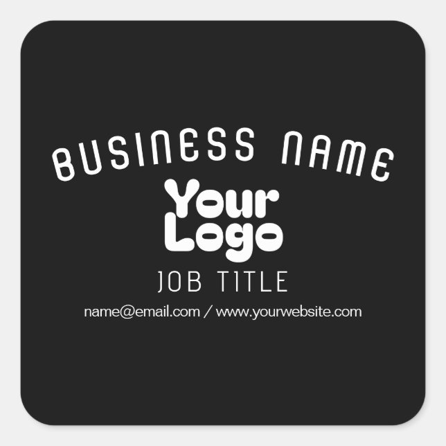 Upload Logo | Black & White (editable) Square Sticker (Front)