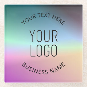 Upload Logo Colourful Changing Gradient Colours Glass Coaster