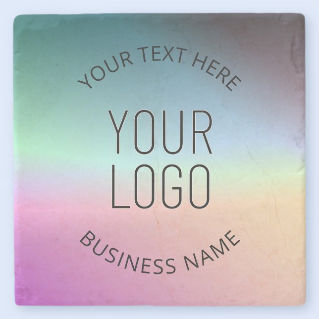 Upload Logo | Colourful Changing Gradient Colours  Stone Coaster (Creator Uploaded)