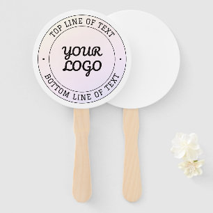 Upload Logo & Custom Text Peach Pink & Purple Hand Fan
