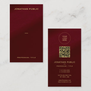 Upload Logo Here Custom QR Code Gold Text Font Business Card