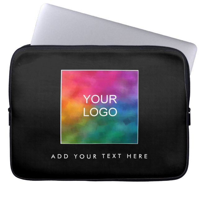 Upload Logo Modern Black And White Template Best Laptop Sleeve (Front)