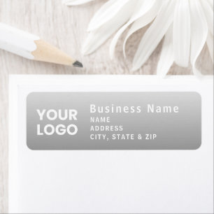 Upload Logo Modern Gradient Grey Return Address Label