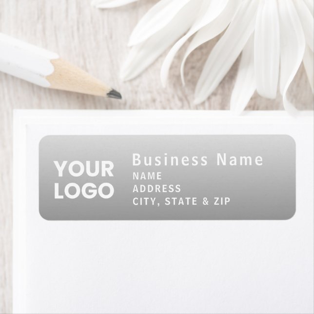 Upload Logo | Modern Gradient Grey Return Address Label (Insitu)