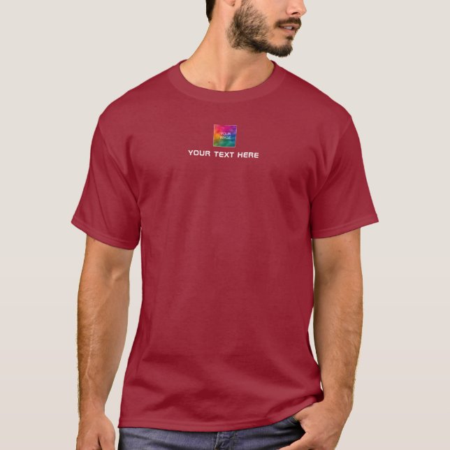 Upload Logo or Photo Text Small Font Mens Elegant T-Shirt (Front)