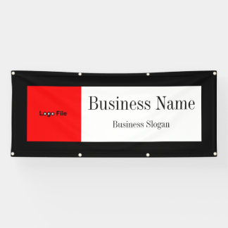 Upload Logo (Red), Change Border Colour, Add Text Banner