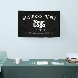 Upload Logo Retro-Modern Black & White (editable) Banner