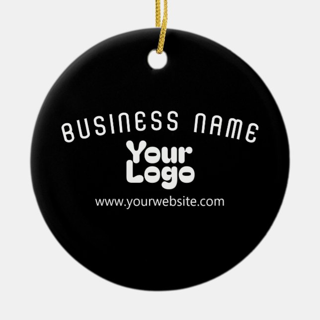 Upload Logo Retro-Modern Black & White (editable) Ceramic Ornament (Front)