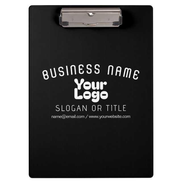Upload Logo Retro-Modern Black & White (editable) Clipboard (Front)