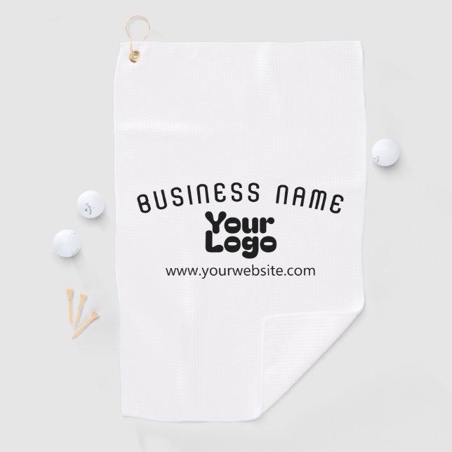 Upload Logo Retro-Modern Black & White (editable) Golf Towel (InSitu)