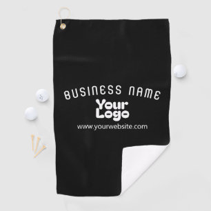 Upload Logo Retro-Modern Black & White (editable) Golf Towel