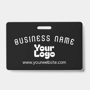 Upload Logo Retro-Modern Black & White (editable) ID Badge