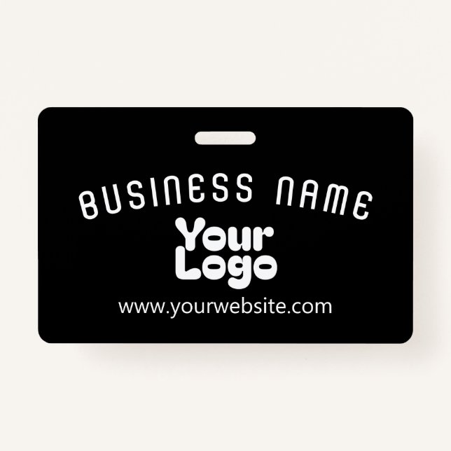 Upload Logo Retro-Modern Black & White (editable) ID Badge (Front)