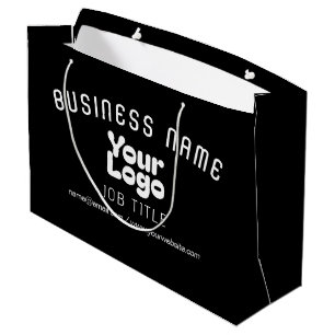 Upload Logo Retro-Modern Black & White (editable) Large Gift Bag