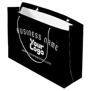 Upload Logo Retro-Modern Black & White (editable) Large Gift Bag