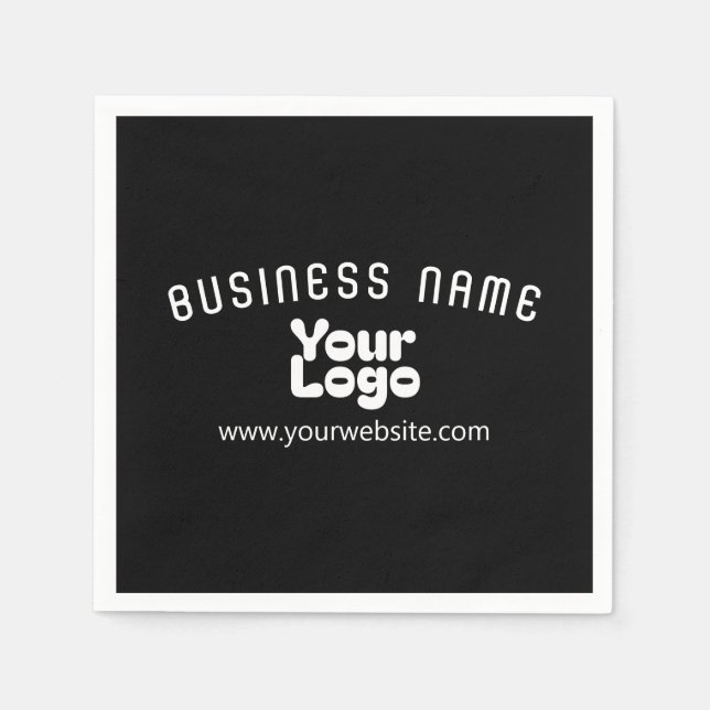 Upload Logo Retro-Modern Black & White (editable) Napkin (Front)
