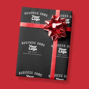Upload Logo Retro-Modern Black & White (editable) Wrapping Paper