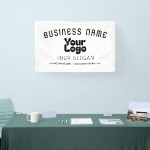 Upload Logo Retro-Modern White & Black (editable) Banner