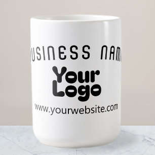 Upload Logo Retro-Modern White & Black (editable) Coffee Mug