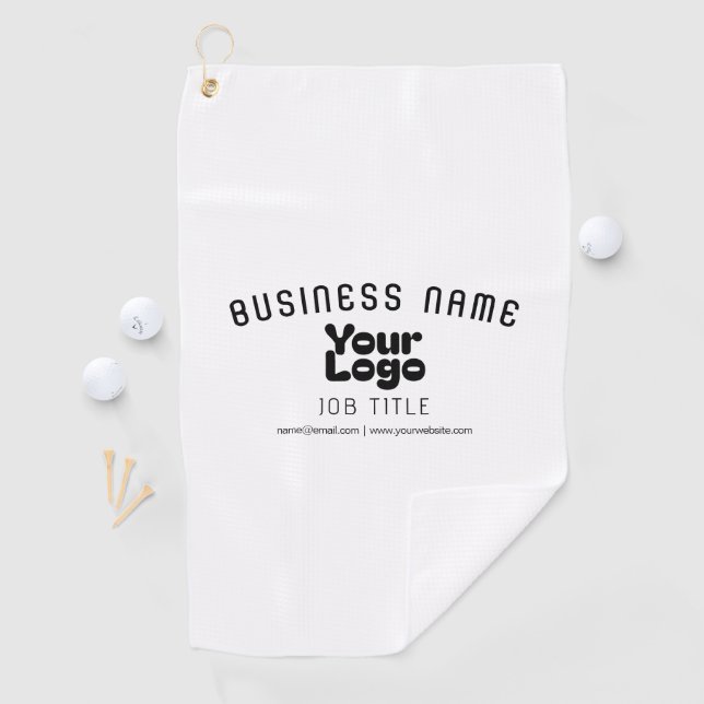 Upload Logo Retro-Modern White & Black (editable) Golf Towel (InSitu)