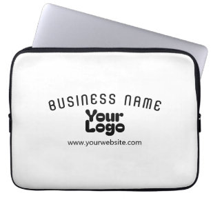 Upload Logo Retro-Modern White & Black (editable) Laptop Sleeve