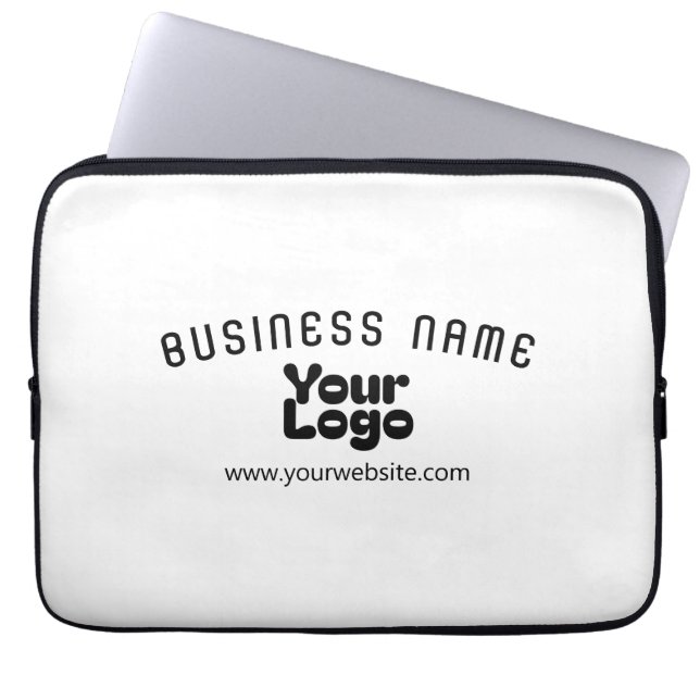 Upload Logo Retro-Modern White & Black (editable) Laptop Sleeve (Front)