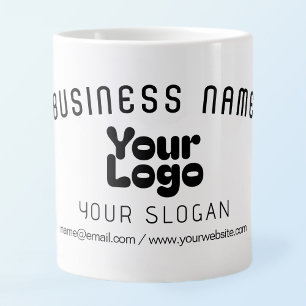 Upload Logo Retro-Modern White & Black (editable) Large Coffee Mug