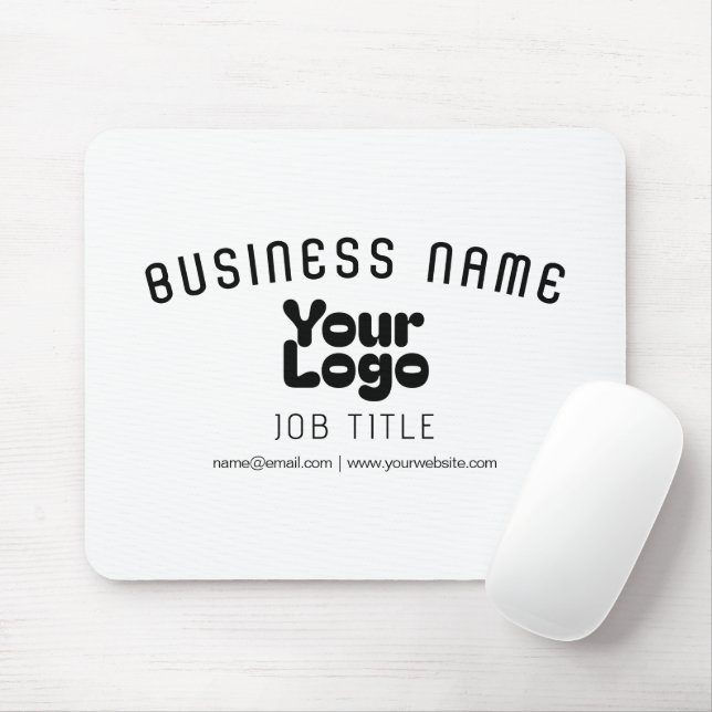 Upload Logo Retro-Modern White & Black (editable) Mouse Pad (With Mouse)