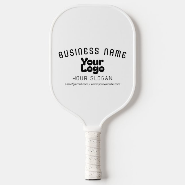 Upload Logo Retro-Modern White & Black (editable) Pickleball Paddle (Front)