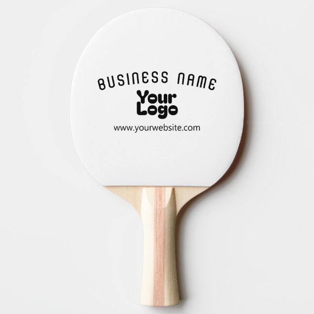 Upload Logo Retro-Modern White & Black (editable) Ping Pong Paddle (Back)