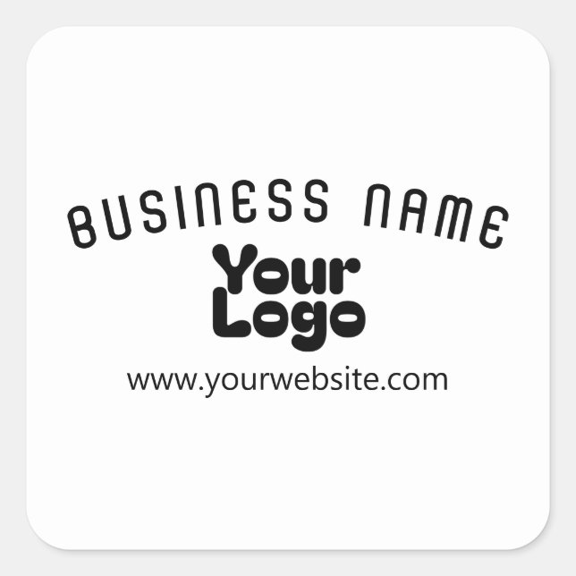Upload Logo Retro-Modern White & Black (editable) Square Sticker (Front)