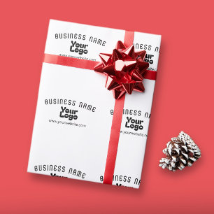 Upload Logo Retro-Modern White & Black (editable) Wrapping Paper