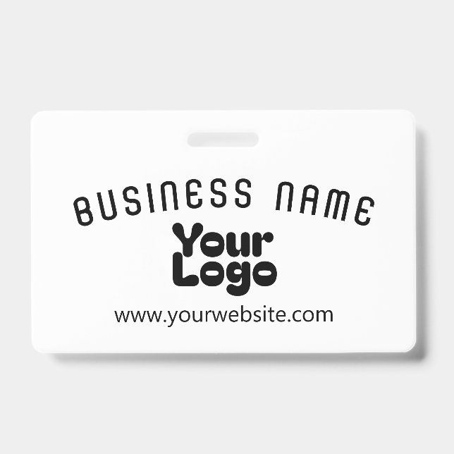 Upload Logo Retro-Modern White & Bllack (editable) ID Badge (Front)
