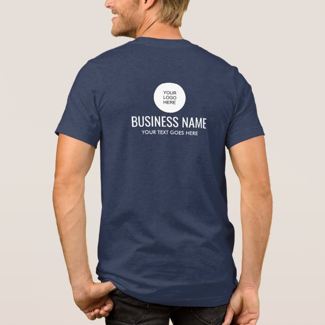 Upload Logo Trending Navy Blue Front And Back Mens Tri-Blend Shirt (Back)