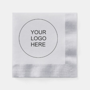 Upload Own Logo Text Here Silver Coined Cocktail Napkin