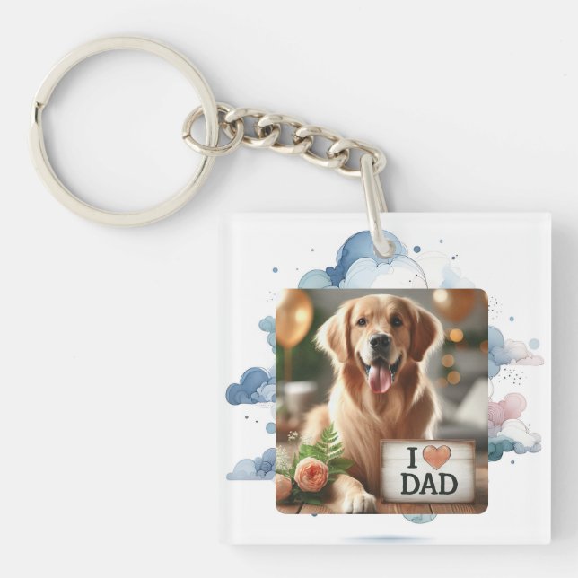 Upload Personalised Pet Photo Gift for Dog Dad Key Ring (Front)