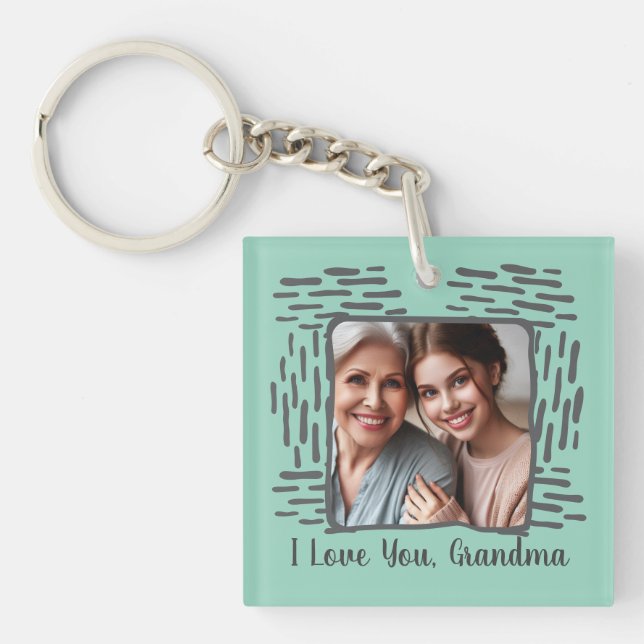 Upload Personalised Photo Gift for Grandma Key Ring (Front)