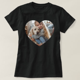 Upload Personalized Photo Gift Child Dog Pet Heart T-Shirt