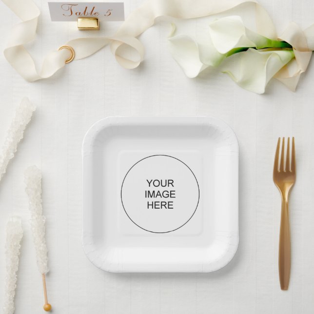 Upload Photo Add Text Party Event Simple Template Paper Plate (Wedding)