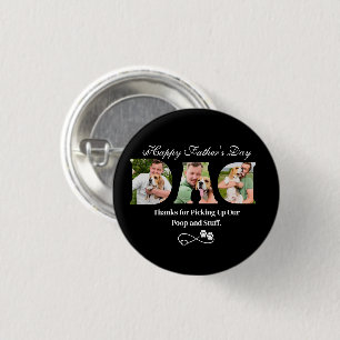 Upload Photo Happy Father's Day Funny Dog Owner 3 Cm Round Badge