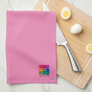 Upload Photo or Logo Text Custom Trendy Pink Cute Tea Towel