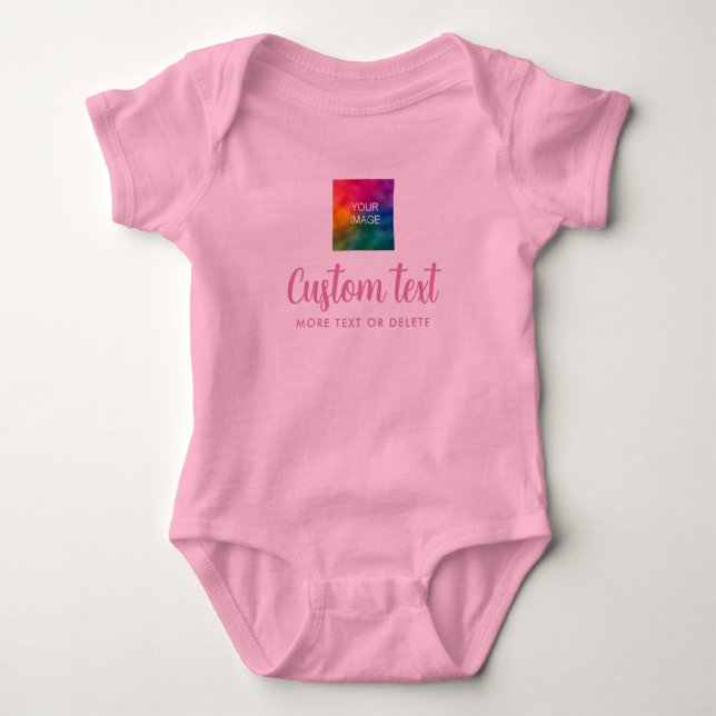 Upload Photo Picture Your Custom Text One-Pieces Baby Bodysuit (Front)