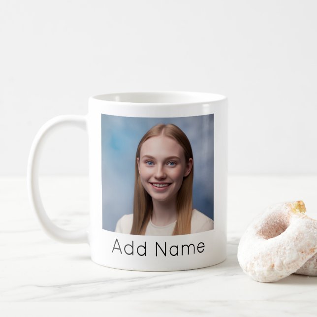 upload picture Custom Photo and Name Personalised  Coffee Mug (With Donut)