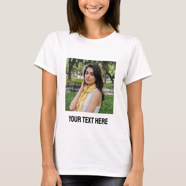 upload picture Custom Photo and text Personalised  T-Shirt (Front)