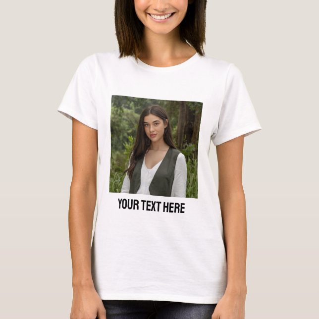 upload picture Custom Photo and text Personalised  T-Shirt (Front)